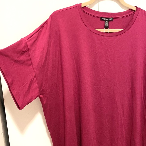 NWT Eileen Fisher crew neck boxy tee berry - Picture 3 of 11